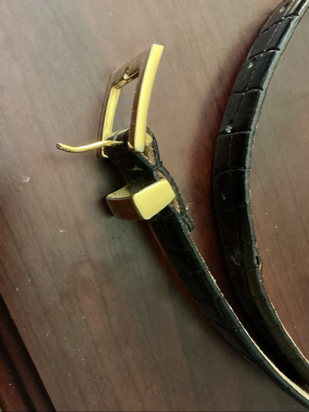Perry Ellis Black Belt with Gold-Tone Buckle
